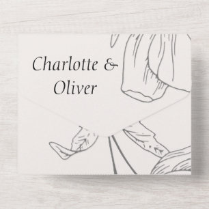 Minimalist Line Art All In One Wedding Invitations