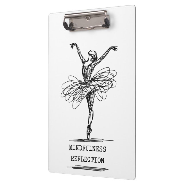 Minimalist Line Art Ballerina Dance Design Clipboard (Left)