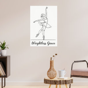 Minimalist Line Art Ballerina Poster