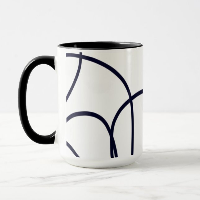 Minimalist Line Art Black and White Mug (Left)