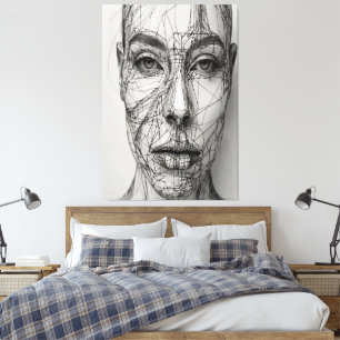 Minimalist Line Art Canvas   Abstract Human Face  Print