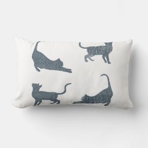 Minimalist Line Art Cats Textured Silhouette Lumbar Pillow
