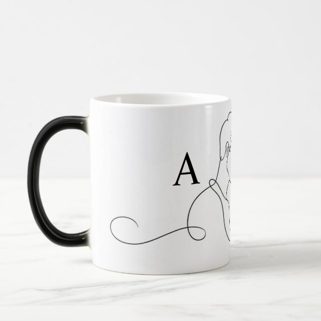 Minimalist Line Art Couple Custom Name Mug (Left)