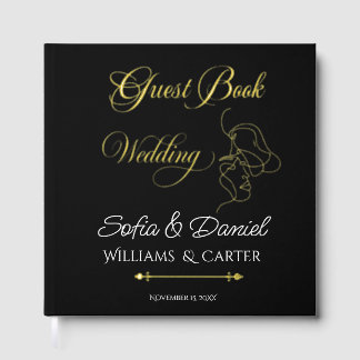 Minimalist Line Art Couple illustration Wedding Guest Book