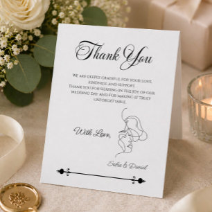 Minimalist Line Art Couple illustration  Wedding  Thank You Card