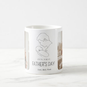Minimalist Line Art First Father's Day Photo Coffee Mug