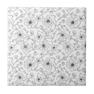 Minimalist Line Art Floral Seamless Pattern (1) Tile