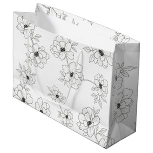 Minimalist Line Art Floral Seamless Pattern (3) Large Gift Bag