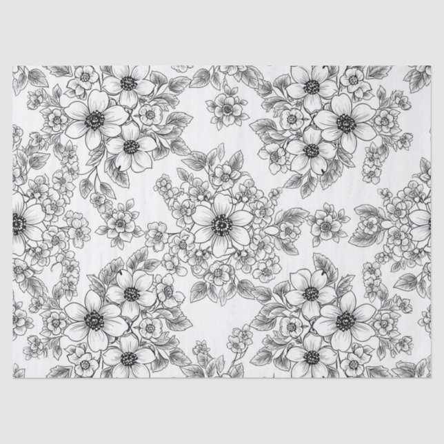 Minimalist Line Art Floral Seamless Pattern (6) Tissue Paper (Front)