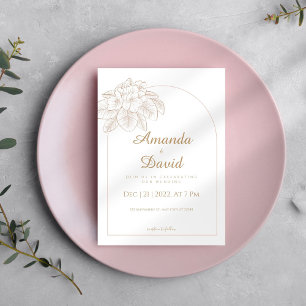 Minimalist Line Art Floral Wedding Invitation