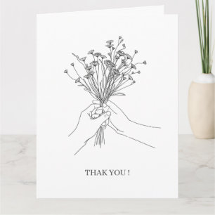 Minimalist Line Art Flowers Thank You Card