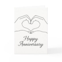 Minimalist Line Art Hands Heart Happy Anniversary 