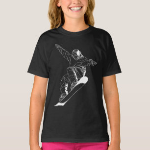 Minimalist line art illustration of a snowboarder T-Shirt