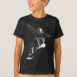 Minimalist line art illustration of a snowboarder T-Shirt
