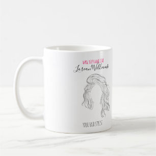 Minimalist Line Art Long Wavy Natural Hair Stylist Coffee Mug