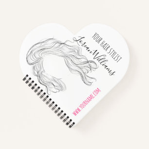 Minimalist Line Art Long Wavy Natural Hair Stylist Notebook