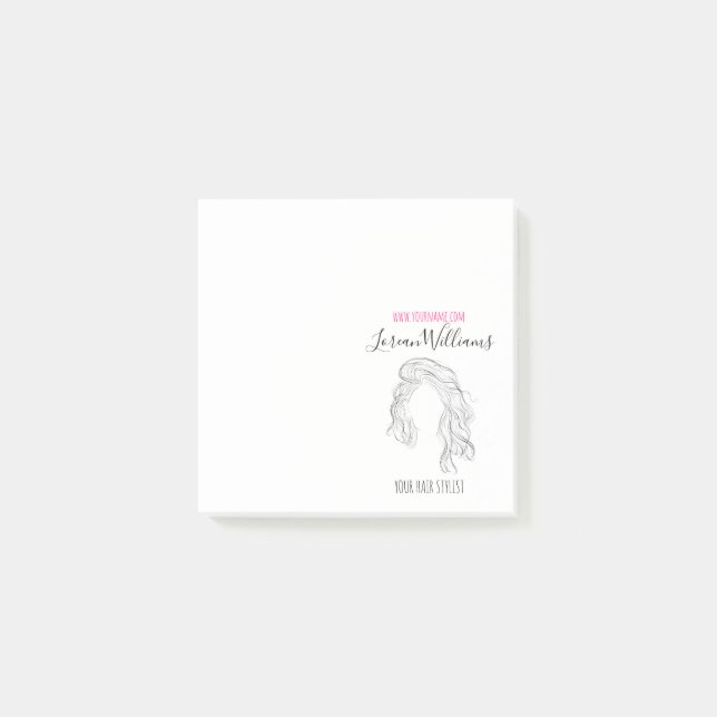 Minimalist Line Art Long Wavy Natural Hair Stylist Post-it Notes (Front)