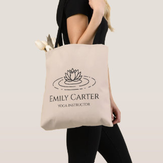 Minimalist Line Art Lotus Yoga Teacher Tote Bag