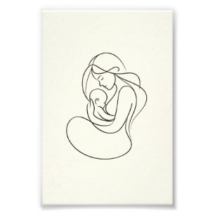 Minimalist Line Art of Mom and Baby Photo Print