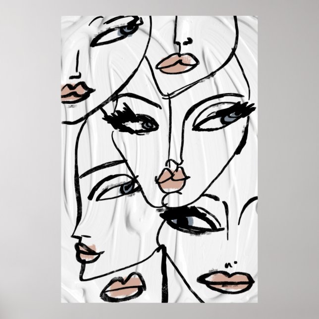 Minimalist line art of women faces poster (Front)