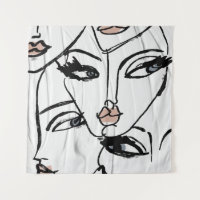Minimalist line art of women faces