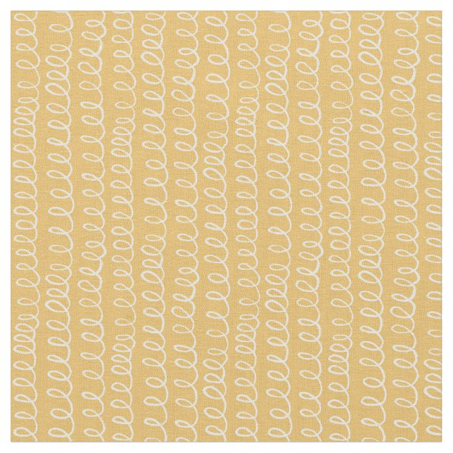 Minimalist line art pattern yellow fabric (Close Up)