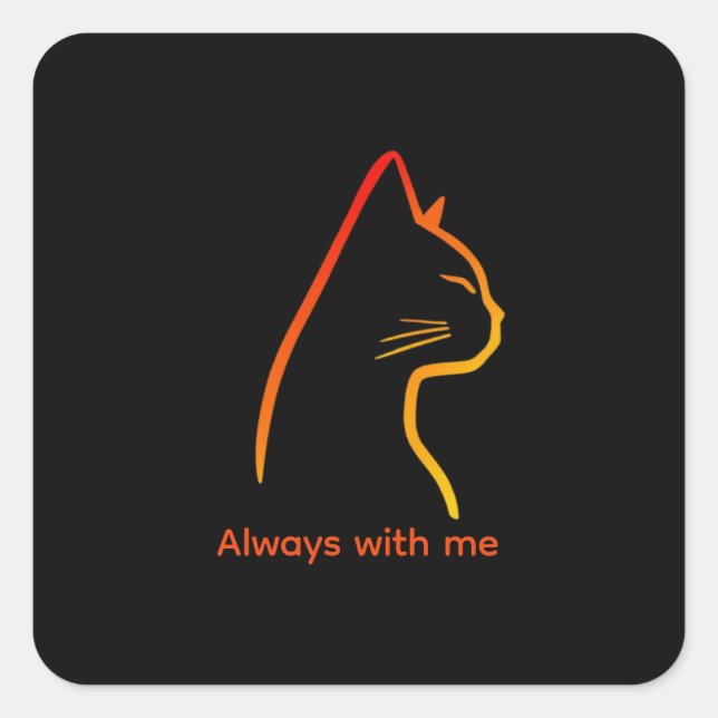 Minimalist Line Art Pet Portrait Square Sticker (Front)