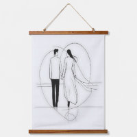 Minimalist Line Art Romantic Couple Holding Hands
