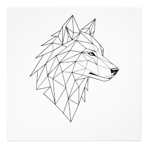 Minimalist Line Art Wolf Face Graphic Tee Photo Print