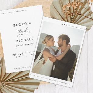 Minimalist Line Elegant Modern Photo Wedding Save The Date