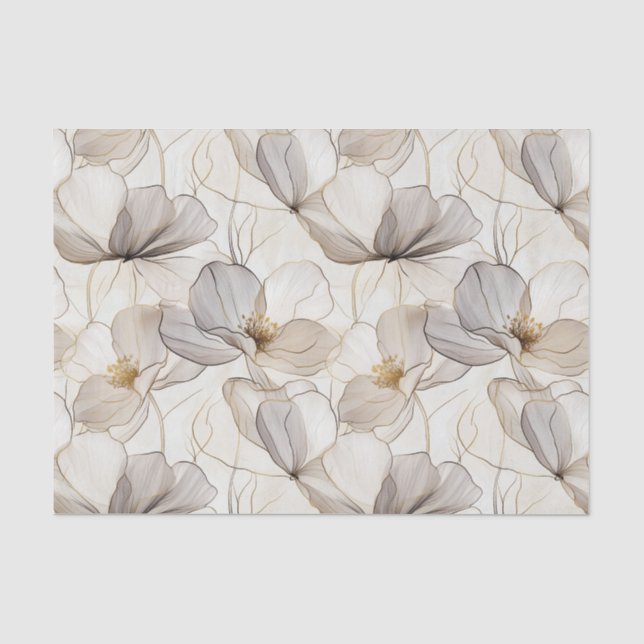 Minimalist Line Flowers Decoupage Tissue Paper (Front)