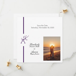 Minimalist Line Initial Wedding Invite 