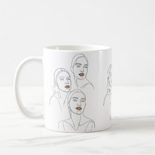 Minimalist Line Portraits of Women Coffee Mug