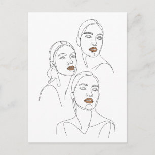 Minimalist Line Portraits of Women Postcard
