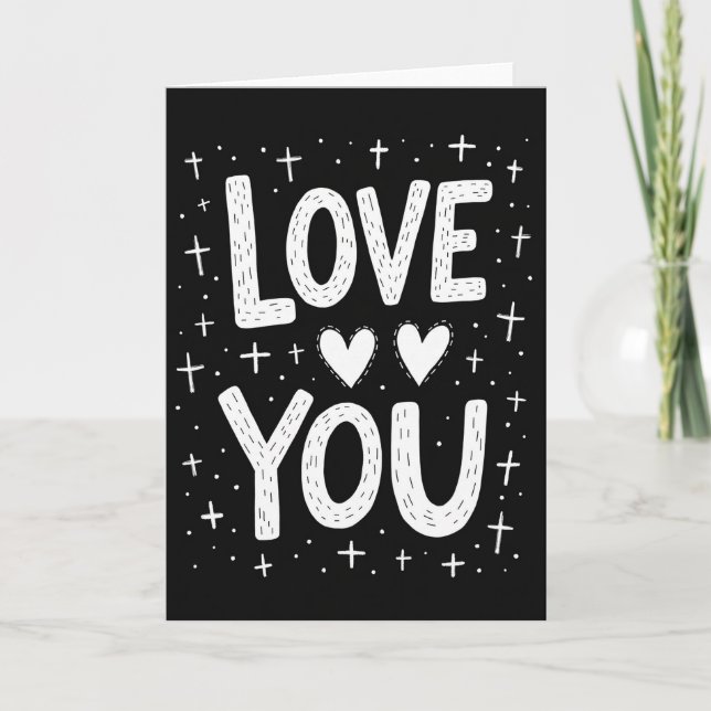 Minimalist Lined Love You Card (Front)