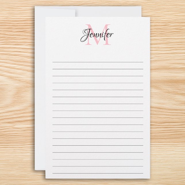 Minimalist Lined Personalized Chic Monogram Stationery (Minimalist Lined Personalized Chic Monogram Stationery)