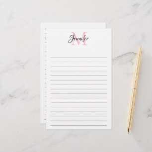 Minimalist Lined Personalized Monogram Stationery