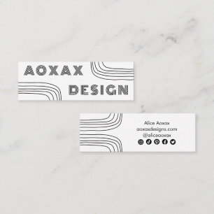 Minimalist Lines Abstract Shapes Unique Graphic BW Mini Business Card