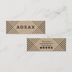 Minimalist Lines Abstract Unique Graphic KRAFT Mini Business Card