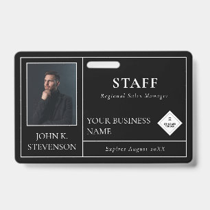 Minimalist Lines Black Photo & Logo Badge
