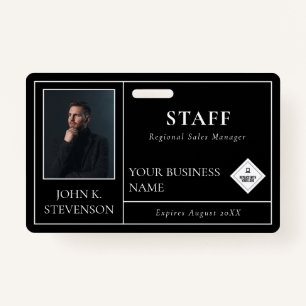 Minimalist Lines Black Photo & Logo Badge