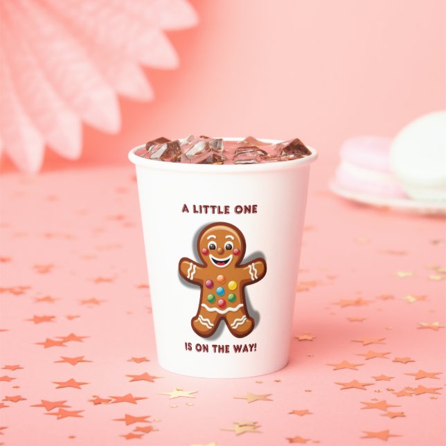 Minimalist Little One Gingerbread Baby Shower Paper Cups (Insitu)