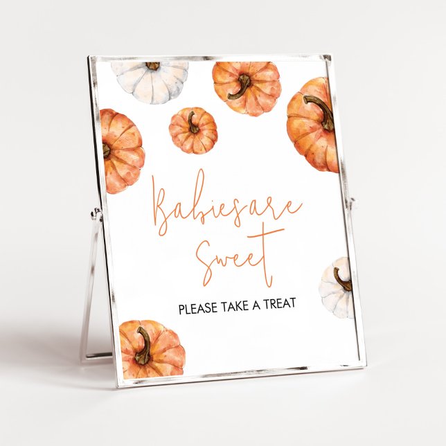 Minimalist Little Pumpkin Babies are Sweet Poster (Minimalist Pumpkin Baby Shower Babies are Sweet Sign)