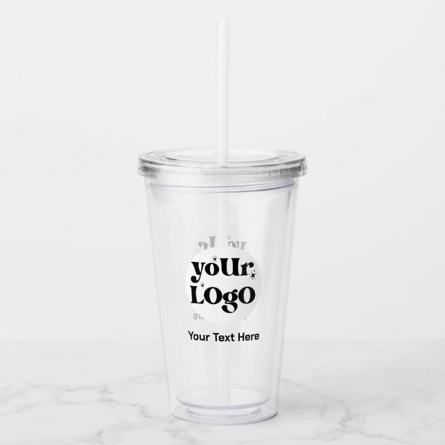 Minimalist Logo and Text Business Acrylic Tumbler (Front)