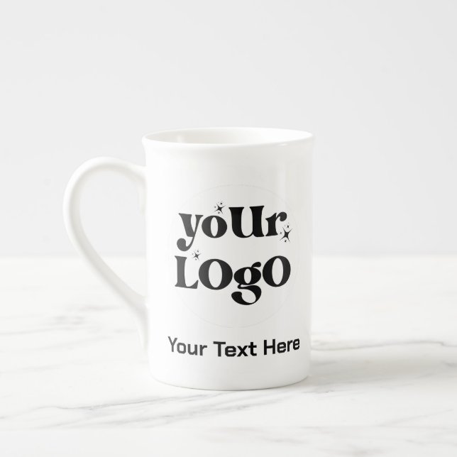 Minimalist Logo and Text Business Bone China Mug (Left)