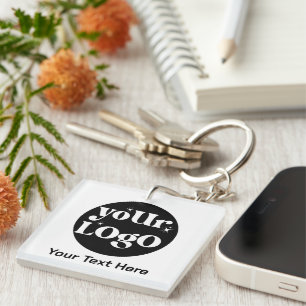 Minimalist Logo and Text Business Keychain