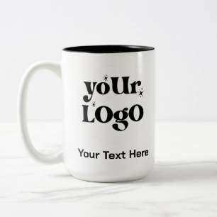 Minimalist Logo and Text Business Two-Tone Coffee Mug