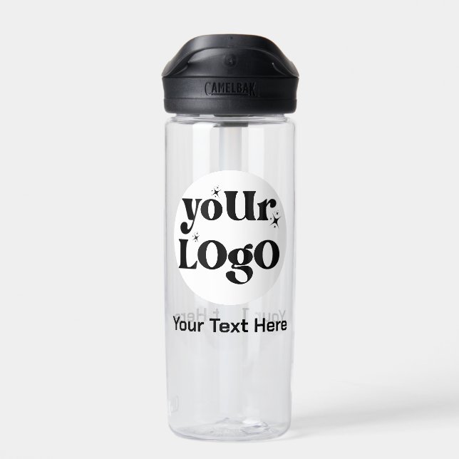 Minimalist Logo and Text Business Water Bottle (Back)