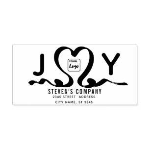 Minimalist logo calligraphy joy heart ribbon self-inking stamp
