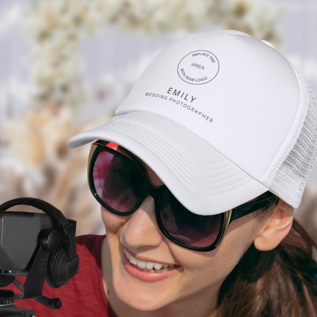 Minimalist Logo Name Wedding Photographer Trucker Hat (Creator Uploaded)